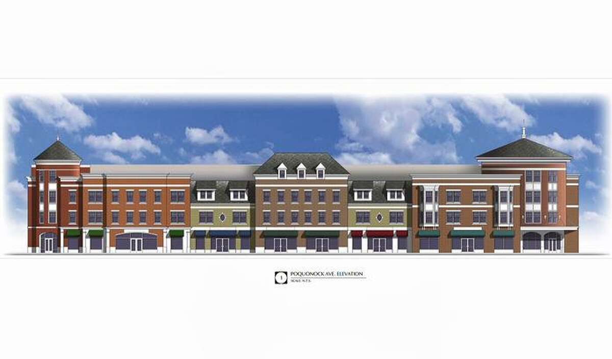 An artists rendering shows a 77-unit apartment building planned for the corner of Poquonock Avenue and Mack Street in Windsor, CT.