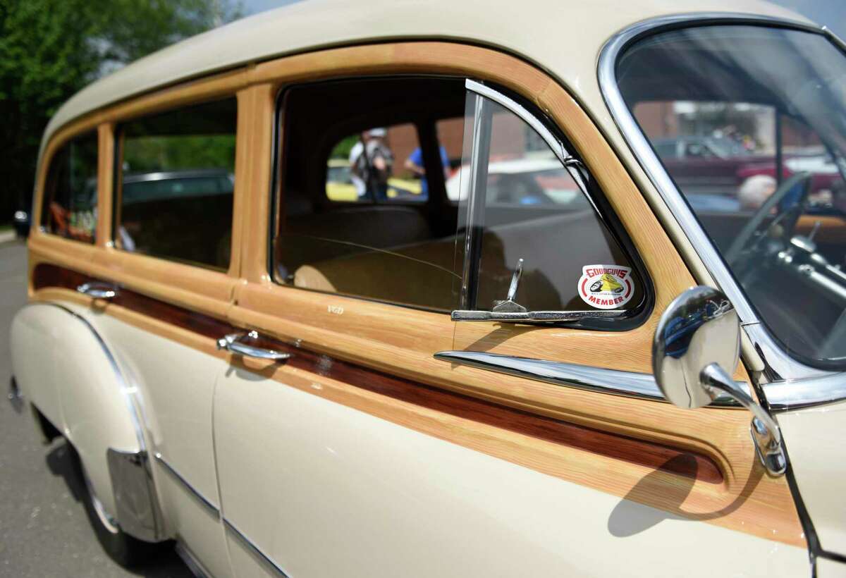 Jack DeLuca's 1951 Chevy Deluxe "Tin Woodie" is on display at the J.M. Wright Tech Car Show at Scalzi Park in Stamford, Conn. Sunday, May 15, 2022. The annual car show returned after being cancelled the last two years due to COVID restrictions. The show featured hundreds of classic cars, tuner cars, exotics, motorcycles, and more, along with a DJ, food, and vendor booths.
