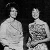 Dorina Brye (right) was the winner of the 4-H Dress review and Marsha Howes, of Kaleva, was the runner up. The photo was published in the News Advocate on May 17, 1962.