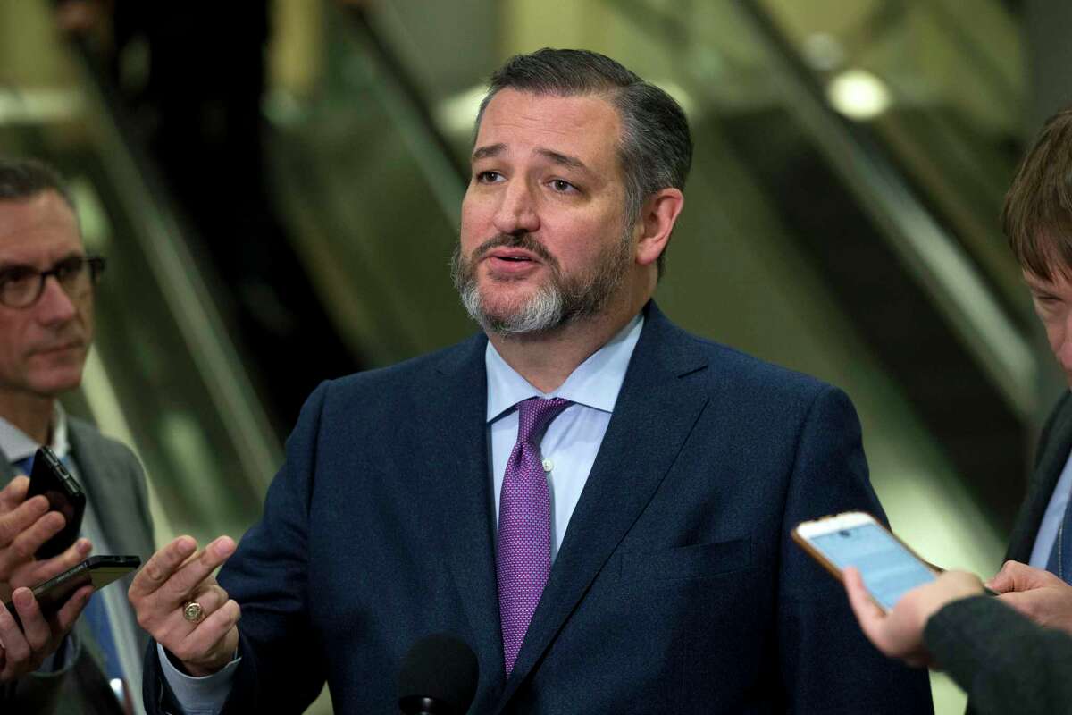Sen. Ted Cruz, R-Texas., speaks to reporters on Capitol Hill in Washington in January 2020.