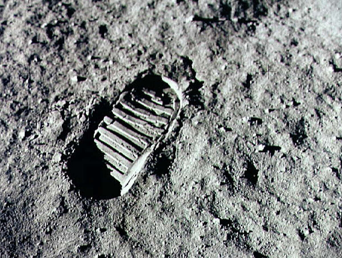  An Apollo 11 astronaut's footprint in the lunar soil, photographed by a 70 mm lunar surface camera during the Apollo 11 lunar surface extravehicular activity. (Photo by NASA/Newsmakers)