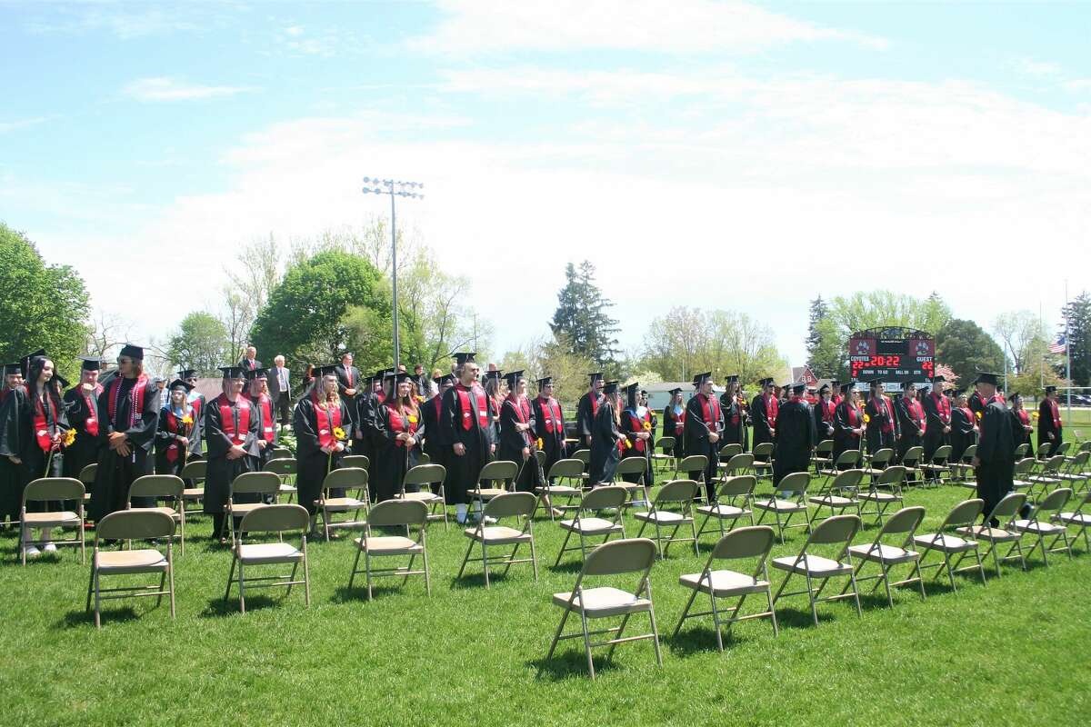 The Reed City High School 139th commencement ceremony was held on the RCHS football field on Sunday, May 15, with 95 graduating seniors walking across the stage. RCHS Distinguished Alumnus Award winner, James G. George, class of 1963 was the keynote speaker.