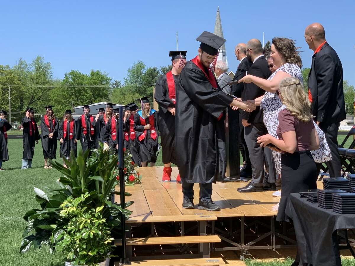 The Reed City High School 139th commencement ceremony was held on the RCHS football field on Sunday, May 15, with 95 graduating seniors walking across the stage. RCHS Distinguished Alumnus Award winner, James G. George, class of 1963 was the keynote speaker.