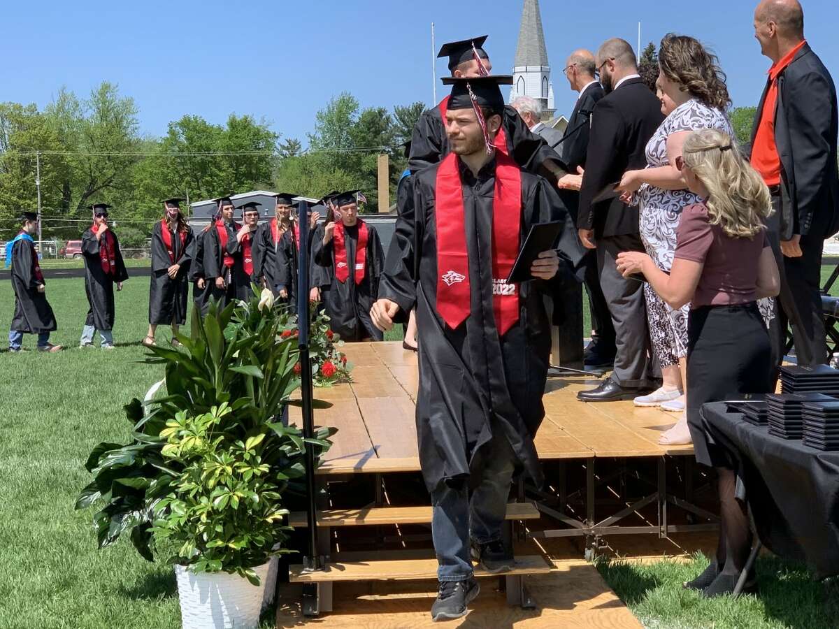 The Reed City High School 139th commencement ceremony was held on the RCHS football field Sunday, May 15, with 95 graduating seniors walking across the stage. RCHS Distinguished Alumnus Award winner, James G. George, class of 1963 was the keynote speaker.