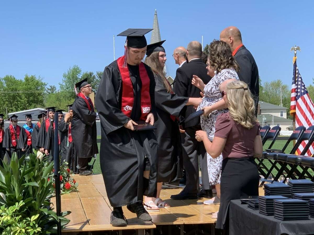 The Reed City High School 139th commencement ceremony was held on the RCHS football field Sunday, May 15, with 95 graduating seniors walking across the stage. RCHS Distinguished Alumnus Award winner, James G. George, class of 1963 was the keynote speaker.