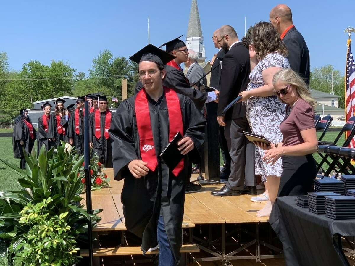 The Reed City High School 139th commencement ceremony was held on the RCHS football field Sunday, May 15, with 95 graduating seniors walking across the stage. RCHS Distinguished Alumnus Award winner, James G. George, class of 1963 was the keynote speaker.