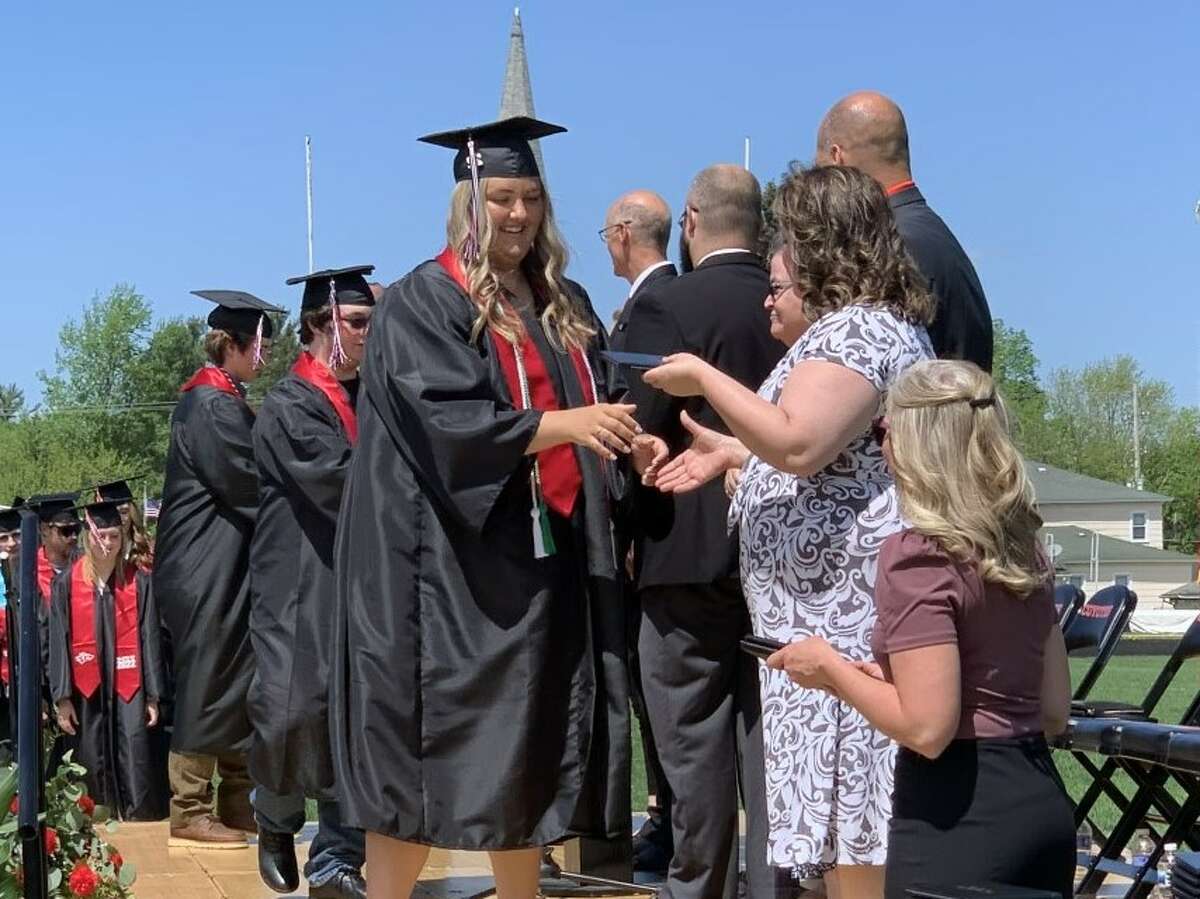 The Reed City High School 139th commencement ceremony was held on the RCHS football field Sunday, May 15, with 95 graduating seniors walking across the stage. RCHS Distinguished Alumnus Award winner, James G. George, class of 1963 was the keynote speaker.