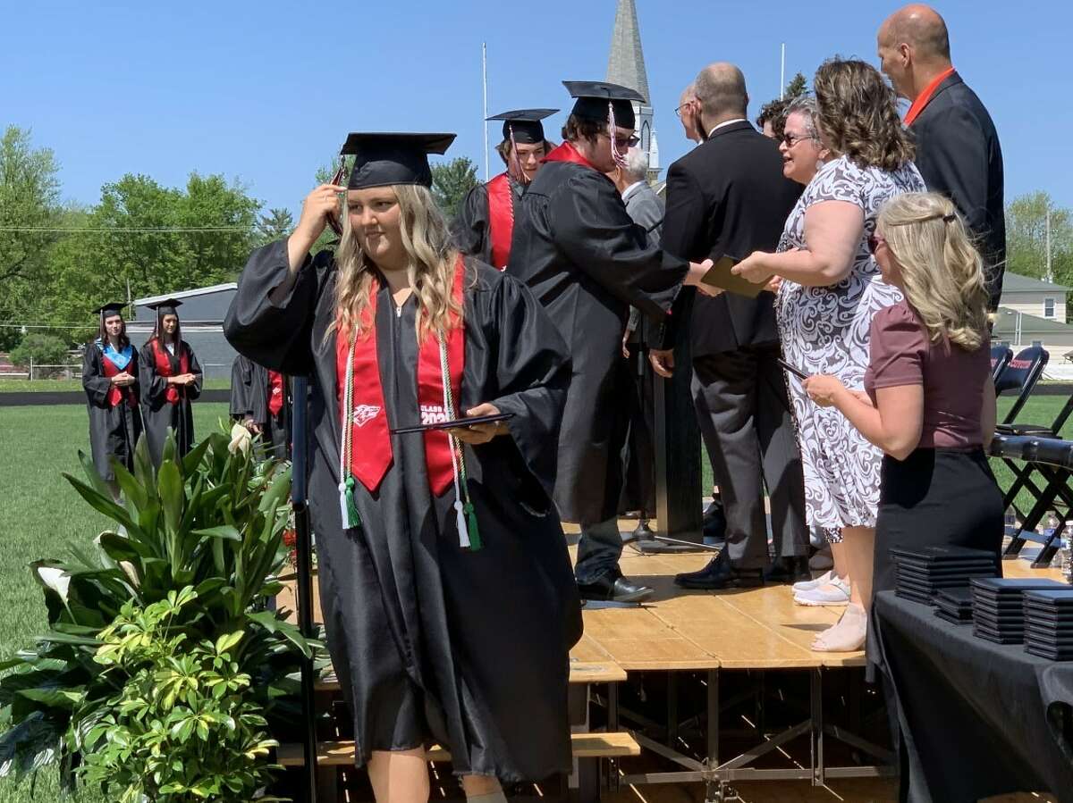 The Reed City High School 139th commencement ceremony was held on the RCHS football field Sunday, May 15, with 95 graduating seniors walking across the stage. RCHS Distinguished Alumnus Award winner, James G. George, class of 1963 was the keynote speaker.