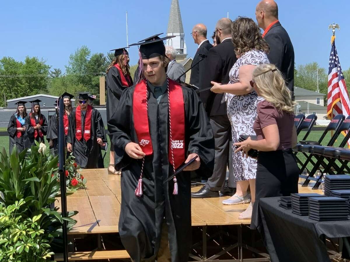 The Reed City High School 139th commencement ceremony was held on the RCHS football field Sunday, May 15, with 95 graduating seniors walking across the stage. RCHS Distinguished Alumnus Award winner, James G. George, class of 1963 was the keynote speaker.