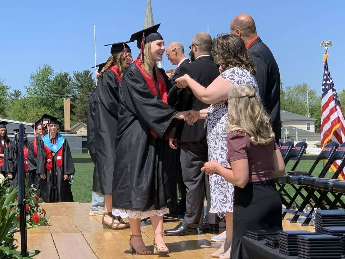 The Reed City High School 139th commencement ceremony was held on the RCHS football field Sunday, May 15, with 95 graduating seniors walking across the stage. RCHS Distinguished Alumnus Award winner, James G. George, class of 1963 was the keynote speaker.