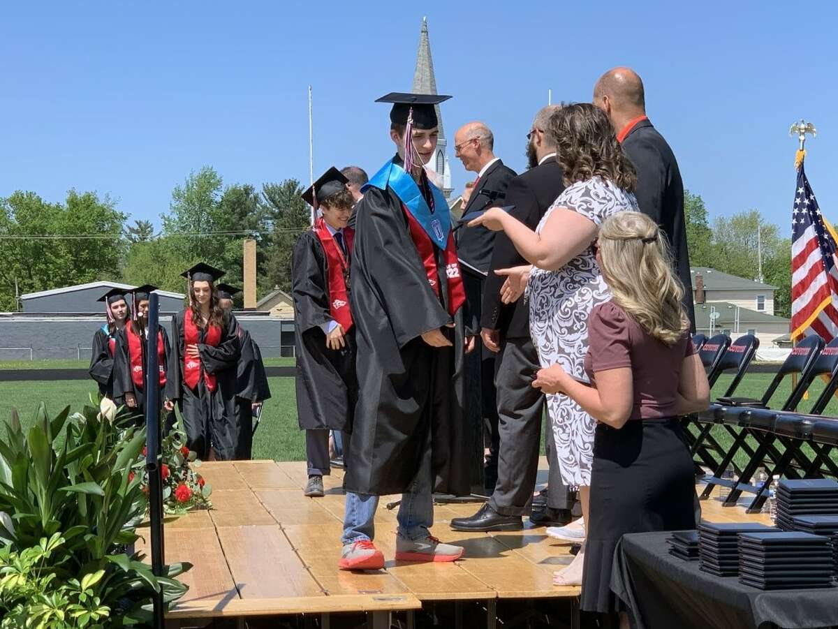 The Reed City High School 139th commencement ceremony was held on the RCHS football field Sunday, May 15, with 95 graduating seniors walking across the stage. RCHS Distinguished Alumnus Award winner, James G. George, class of 1963 was the keynote speaker.