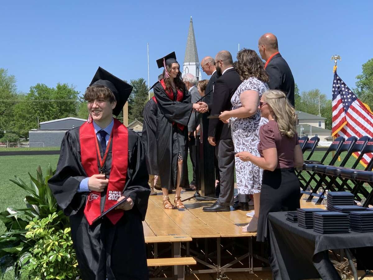 The Reed City High School 139th commencement ceremony was held on the RCHS football field Sunday, May 15, with 95 graduating seniors walking across the stage. RCHS Distinguished Alumnus Award winner, James G. George, class of 1963 was the keynote speaker.