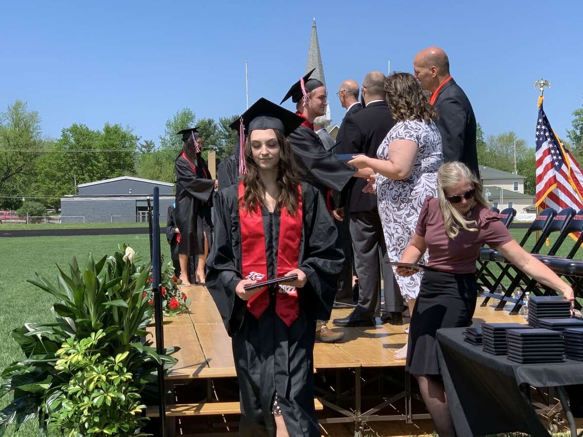 The Reed City High School 139th commencement ceremony was held on the RCHS football field Sunday, May 15, with 95 graduating seniors walking across the stage. RCHS Distinguished Alumnus Award winner, James G. George, class of 1963 was the keynote speaker.