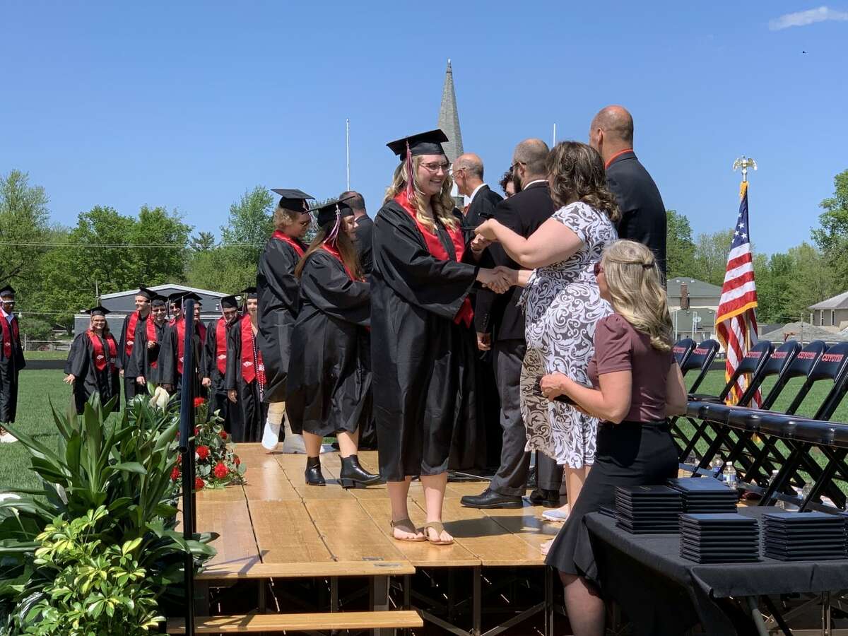 The Reed City High School 139th commencement ceremony was held on the RCHS football field Sunday, May 15, with 95 graduating seniors walking across the stage. RCHS Distinguished Alumnus Award winner, James G. George, class of 1963 was the keynote speaker.