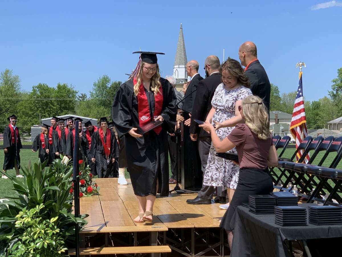 The Reed City High School 139th commencement ceremony was held on the RCHS football field Sunday, May 15, with 95 graduating seniors walking across the stage. RCHS Distinguished Alumnus Award winner, James G. George, class of 1963 was the keynote speaker.