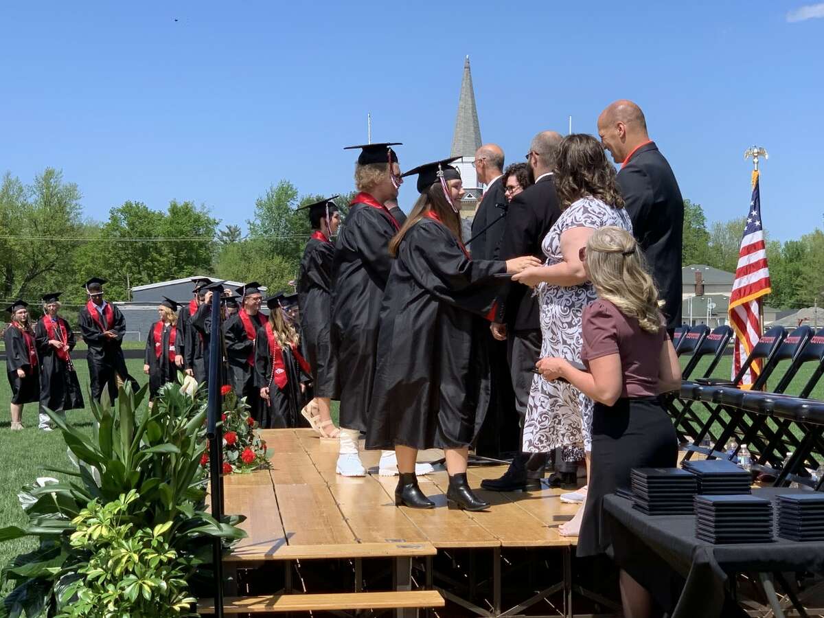 The Reed City High School 139th commencement ceremony was held on the RCHS football field Sunday, May 15, with 95 graduating seniors walking across the stage. RCHS Distinguished Alumnus Award winner, James G. George, class of 1963 was the keynote speaker.