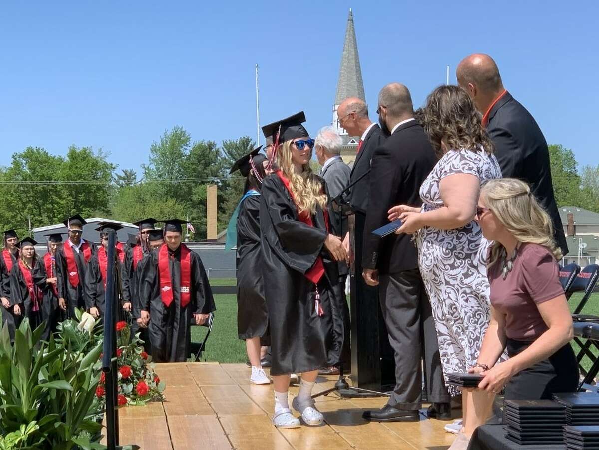 The Reed City High School 139th commencement ceremony was held on the RCHS football field Sunday, May 15, with 95 graduating seniors walking across the stage. RCHS Distinguished Alumnus Award winner, James G. George, class of 1963 was the keynote speaker.