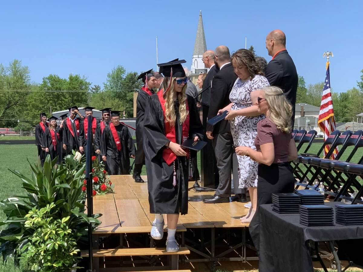 The Reed City High School 139th commencement ceremony was held on the RCHS football field Sunday, May 15, with 95 graduating seniors walking across the stage. RCHS Distinguished Alumnus Award winner, James G. George, class of 1963 was the keynote speaker.
