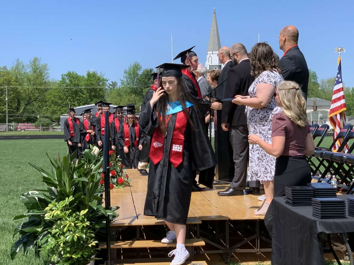 The Reed City High School 139th commencement ceremony was held on the RCHS football field Sunday, May 15, with 95 graduating seniors walking across the stage. RCHS Distinguished Alumnus Award winner, James G. George, class of 1963 was the keynote speaker.