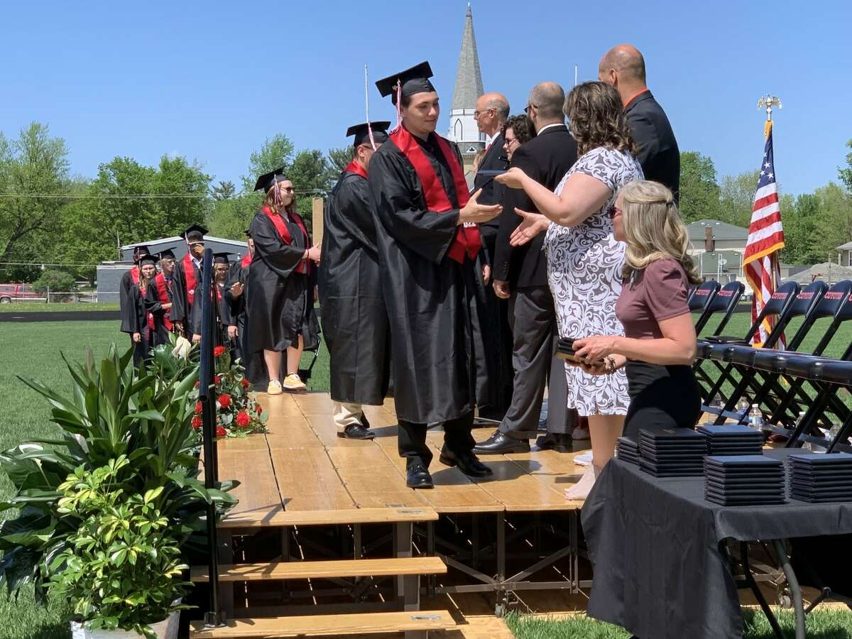 The Reed City High School 139th commencement ceremony was held on the RCHS football field Sunday, May 15, with 95 graduating seniors walking across the stage. RCHS Distinguished Alumnus Award winner, James G. George, class of 1963 was the keynote speaker.