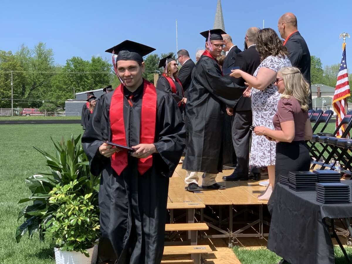 The Reed City High School 139th commencement ceremony was held on the RCHS football field Sunday, May 15, with 95 graduating seniors walking across the stage. RCHS Distinguished Alumnus Award winner, James G. George, class of 1963 was the keynote speaker.