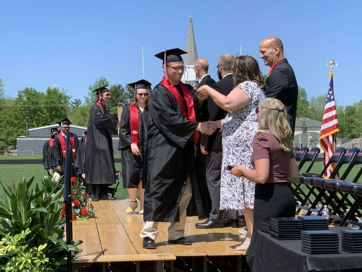 The Reed City High School 139th commencement ceremony was held on the RCHS football field Sunday, May 15, with 95 graduating seniors walking across the stage. RCHS Distinguished Alumnus Award winner, James G. George, class of 1963 was the keynote speaker.