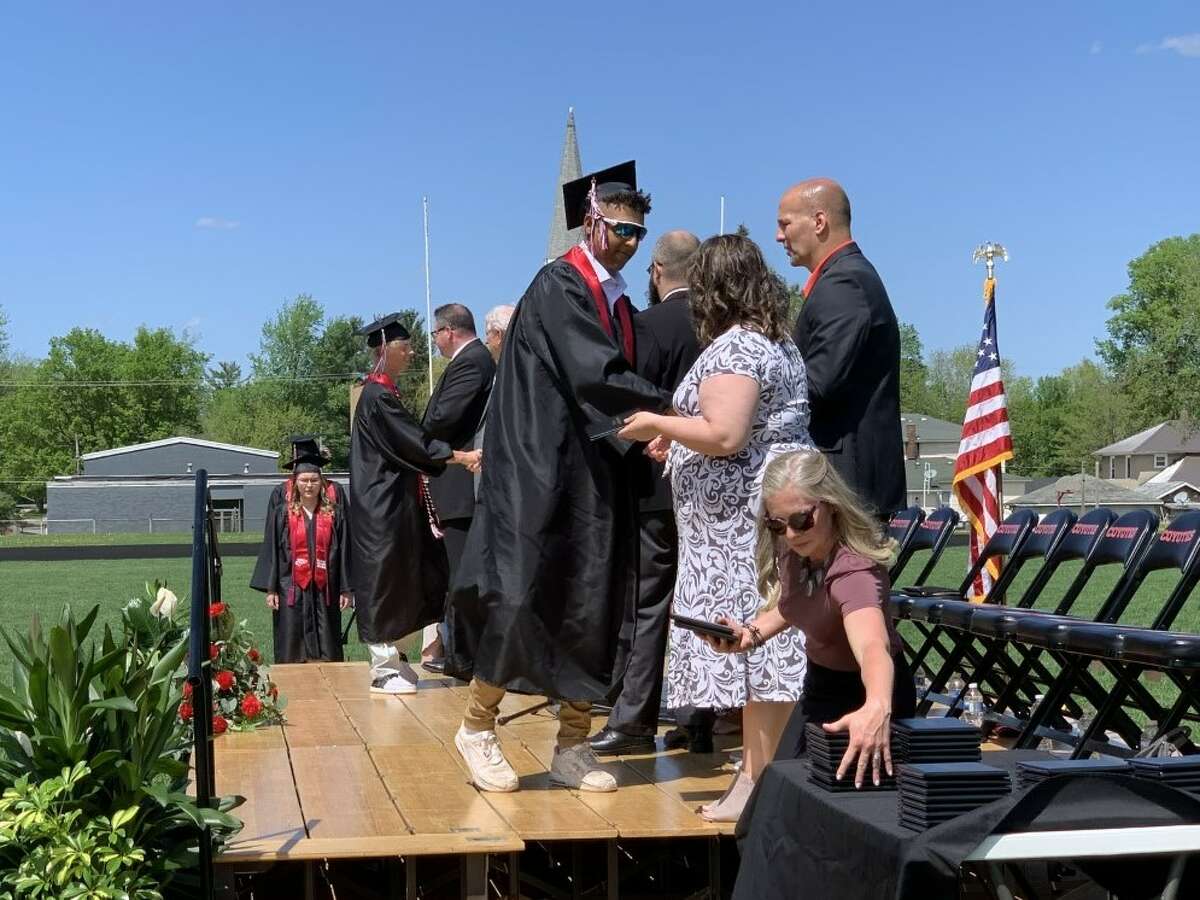 The Reed City High School 139th commencement ceremony was held on the RCHS football field Sunday, May 15, with 95 graduating seniors walking across the stage. RCHS Distinguished Alumnus Award winner, James G. George, class of 1963 was the keynote speaker.