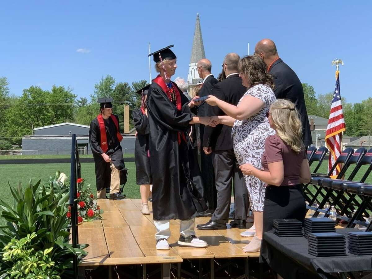 The Reed City High School 139th commencement ceremony was held on the RCHS football field Sunday, May 15, with 95 graduating seniors walking across the stage. RCHS Distinguished Alumnus Award winner, James G. George, class of 1963 was the keynote speaker.