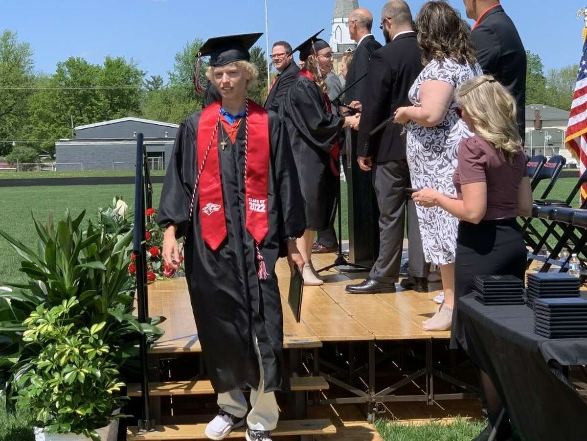 The Reed City High School 139th commencement ceremony was held on the RCHS football field Sunday, May 15, with 95 graduating seniors walking across the stage. RCHS Distinguished Alumnus Award winner, James G. George, class of 1963 was the keynote speaker.