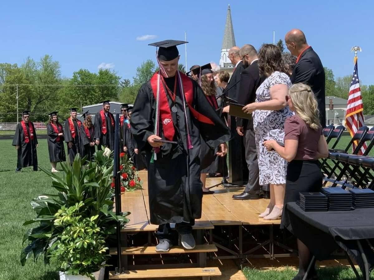 The Reed City High School 139th commencement ceremony was held on the RCHS football field Sunday, May 15, with 95 graduating seniors walking across the stage. RCHS Distinguished Alumnus Award winner, James G. George, class of 1963 was the keynote speaker.