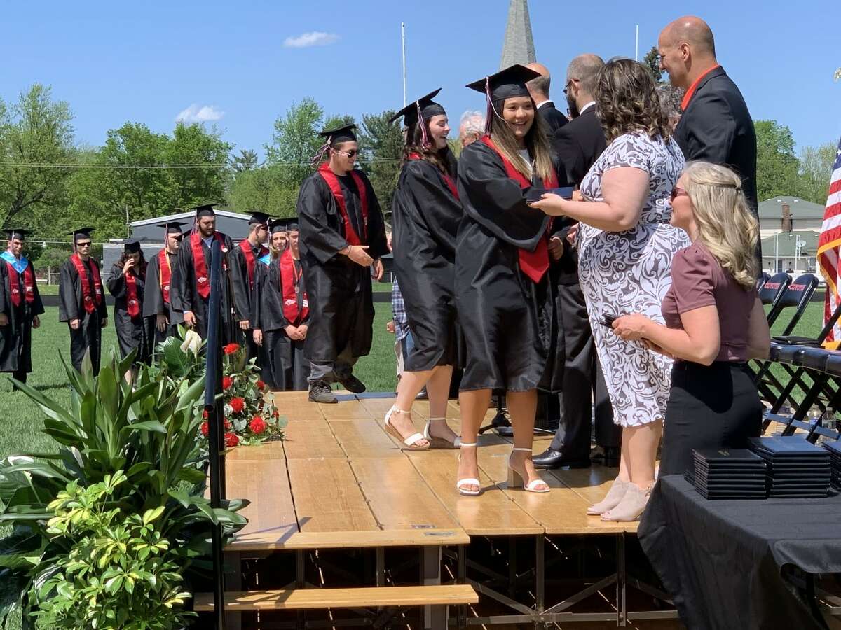 The Reed City High School 139th commencement ceremony was held on the RCHS football field Sunday, May 15, with 95 graduating seniors walking across the stage. RCHS Distinguished Alumnus Award winner, James G. George, class of 1963 was the keynote speaker.