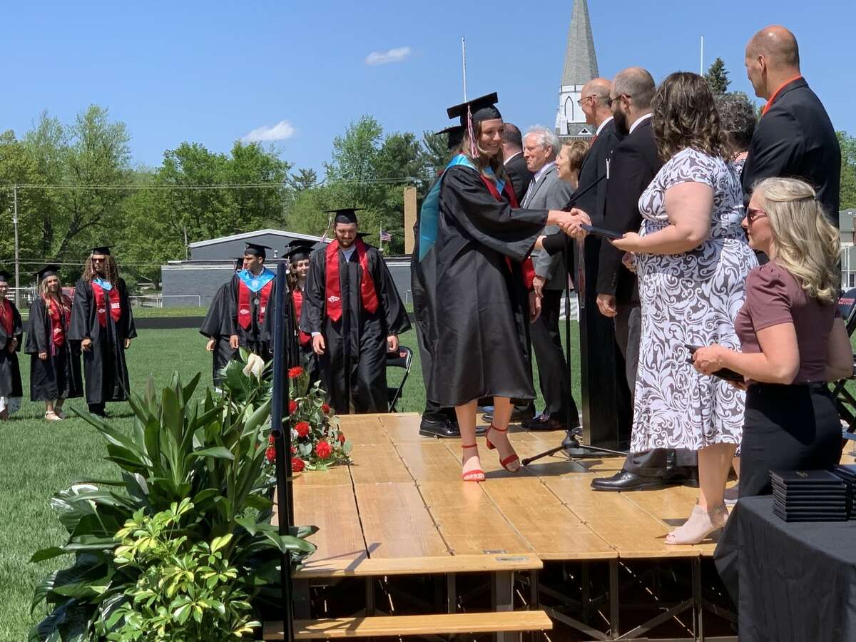 The Reed City High School 139th commencement ceremony was held on the RCHS football field Sunday, May 15, with 95 graduating seniors walking across the stage. RCHS Distinguished Alumnus Award winner, James G. George, class of 1963 was the keynote speaker.