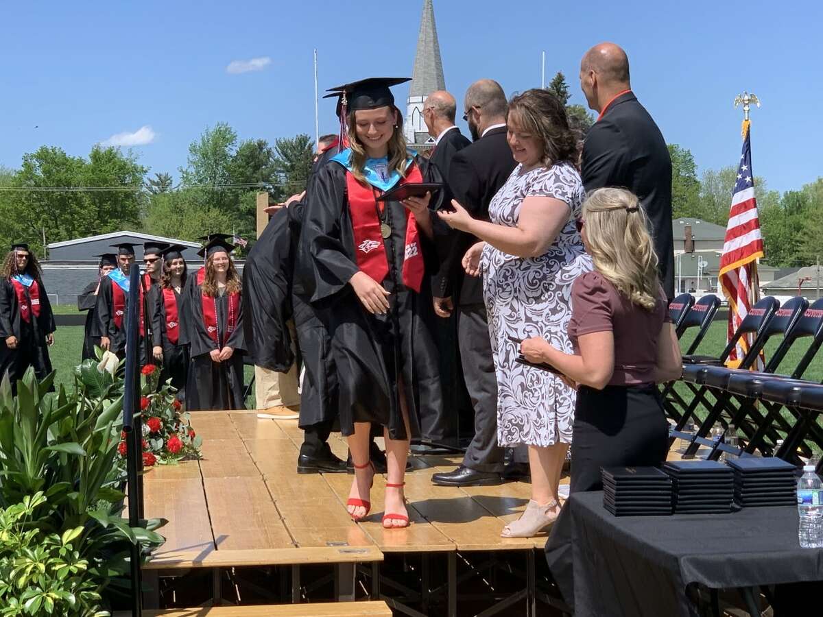 The Reed City High School 139th commencement ceremony was held on the RCHS football field Sunday, May 15, with 95 graduating seniors walking across the stage. RCHS Distinguished Alumnus Award winner, James G. George, class of 1963 was the keynote speaker.