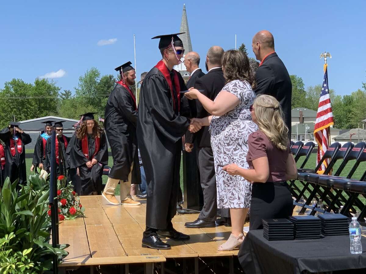 The Reed City High School 139th commencement ceremony was held on the RCHS football field Sunday, May 15, with 95 graduating seniors walking across the stage. RCHS Distinguished Alumnus Award winner, James G. George, class of 1963 was the keynote speaker.
