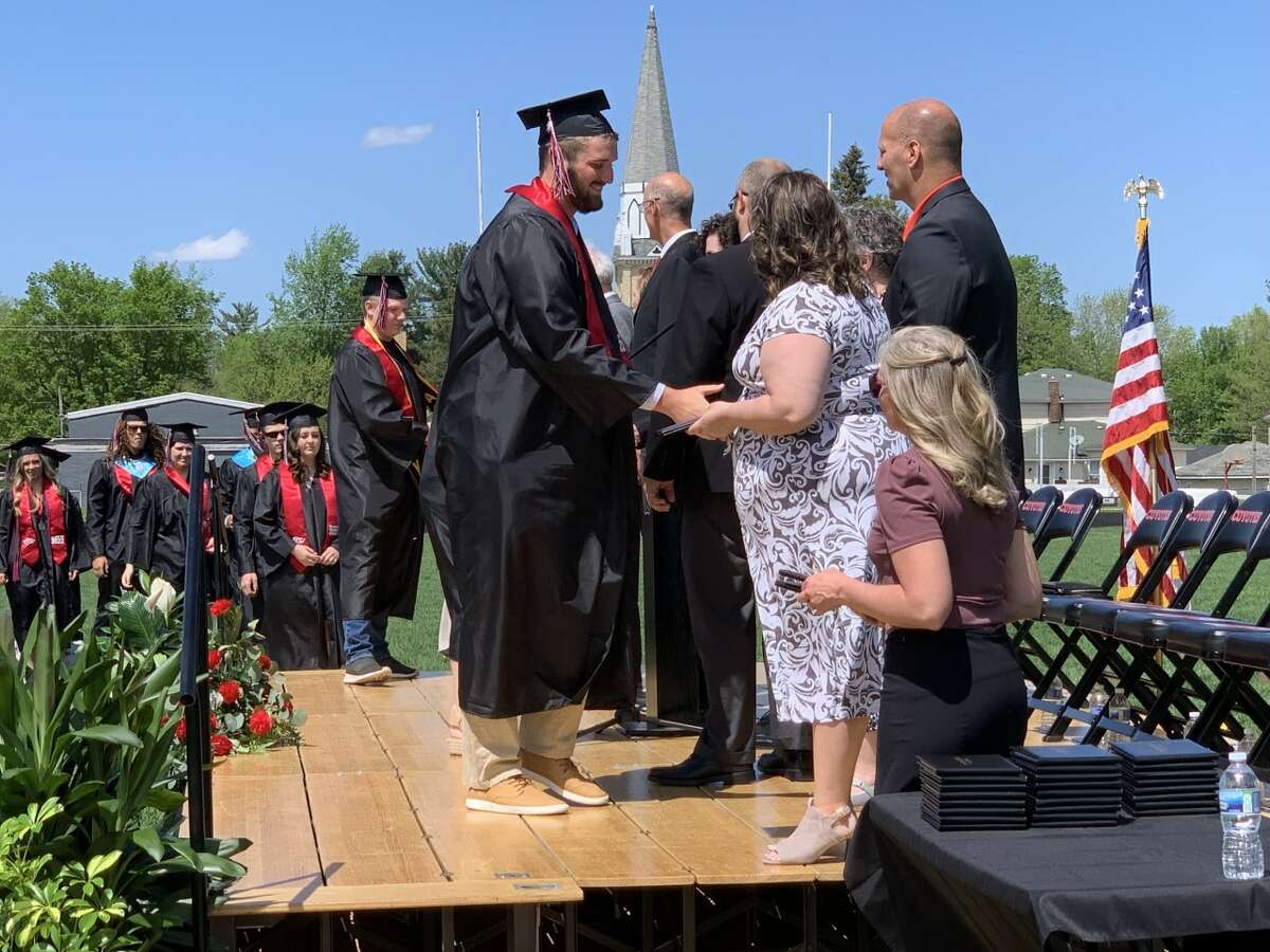 The Reed City High School 139th commencement ceremony was held on the RCHS football field Sunday, May 15, with 95 graduating seniors walking across the stage. RCHS Distinguished Alumnus Award winner, James G. George, class of 1963 was the keynote speaker.