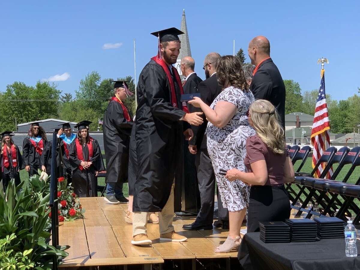 The Reed City High School 139th commencement ceremony was held on the RCHS football field Sunday, May 15, with 95 graduating seniors walking across the stage. RCHS Distinguished Alumnus Award winner, James G. George, class of 1963 was the keynote speaker.