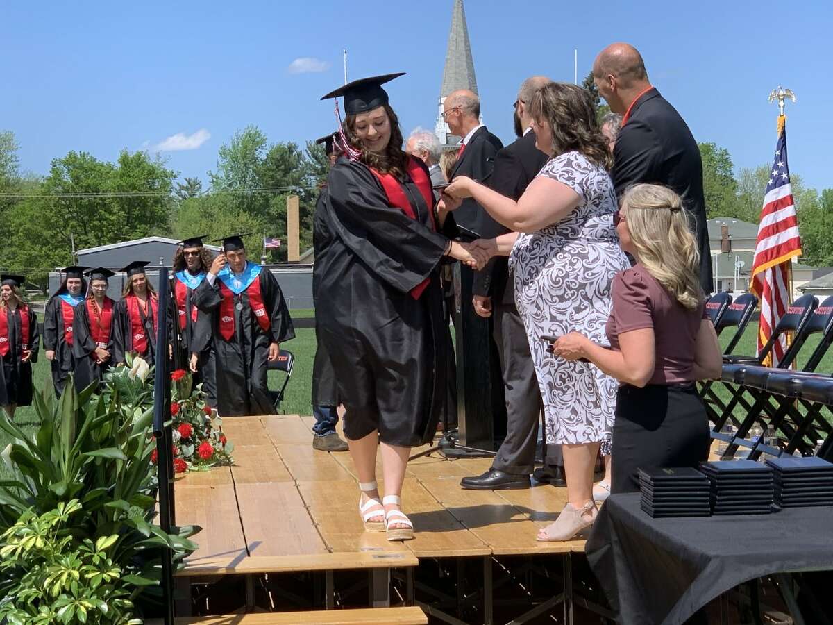 The Reed City High School 139th commencement ceremony was held on the RCHS football field Sunday, May 15, with 95 graduating seniors walking across the stage. RCHS Distinguished Alumnus Award winner, James G. George, class of 1963 was the keynote speaker.