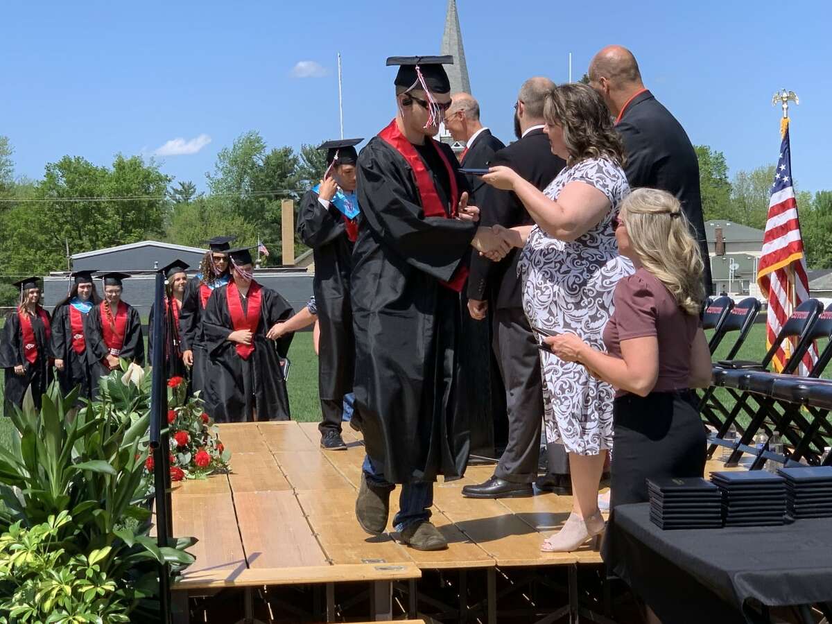 The Reed City High School 139th commencement ceremony was held on the RCHS football field Sunday, May 15, with 95 graduating seniors walking across the stage. RCHS Distinguished Alumnus Award winner, James G. George, class of 1963 was the keynote speaker.