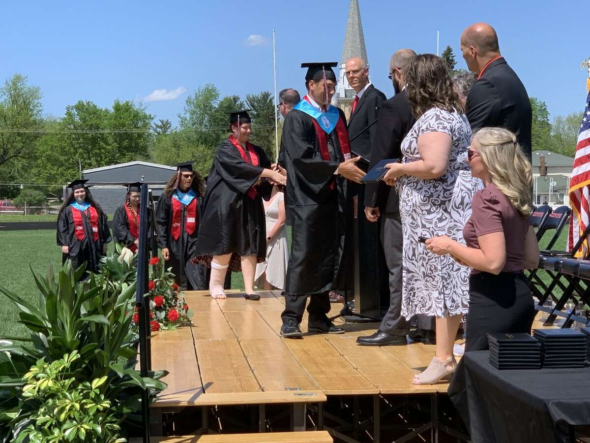 The Reed City High School 139th commencement ceremony was held on the RCHS football field Sunday, May 15, with 95 graduating seniors walking across the stage. RCHS Distinguished Alumnus Award winner, James G. George, class of 1963 was the keynote speaker.