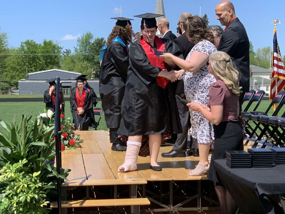 The Reed City High School 139th commencement ceremony was held on the RCHS football field Sunday, May 15, with 95 graduating seniors walking across the stage. RCHS Distinguished Alumnus Award winner, James G. George, class of 1963 was the keynote speaker.