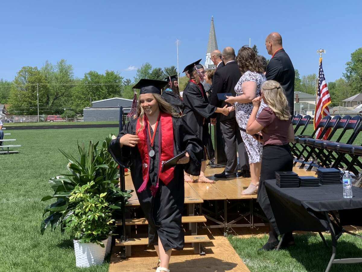 The Reed City High School 139th commencement ceremony was held on the RCHS football field Sunday, May 15, with 95 graduating seniors walking across the stage. RCHS Distinguished Alumnus Award winner, James G. George, class of 1963 was the keynote speaker.
