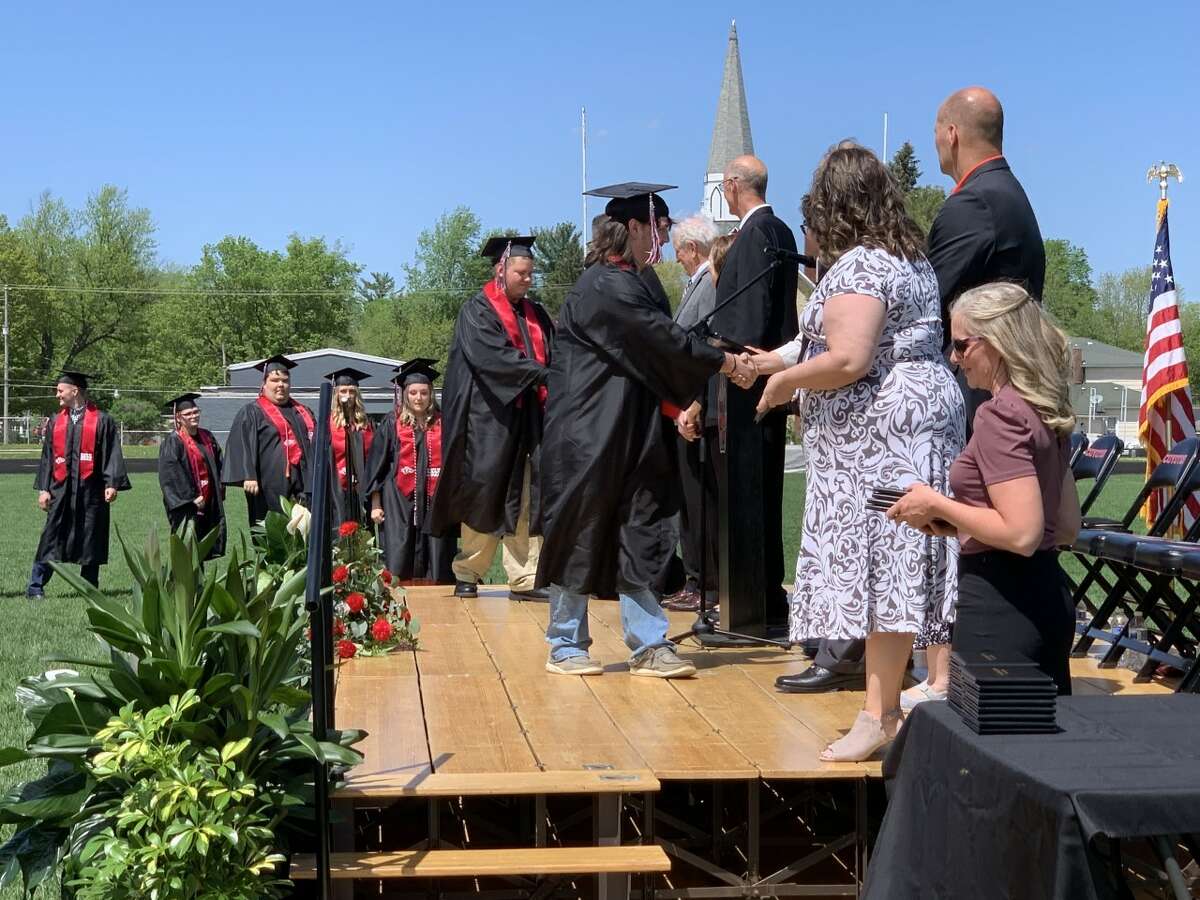 The Reed City High School 139th commencement ceremony was held on the RCHS football field Sunday, May 15, with 95 graduating seniors walking across the stage. RCHS Distinguished Alumnus Award winner, James G. George, class of 1963 was the keynote speaker.