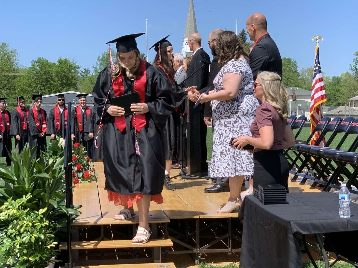 The Reed City High School 139th commencement ceremony was held on the RCHS football field Sunday, May 15, with 95 graduating seniors walking across the stage. RCHS Distinguished Alumnus Award winner, James G. George, class of 1963 was the keynote speaker.