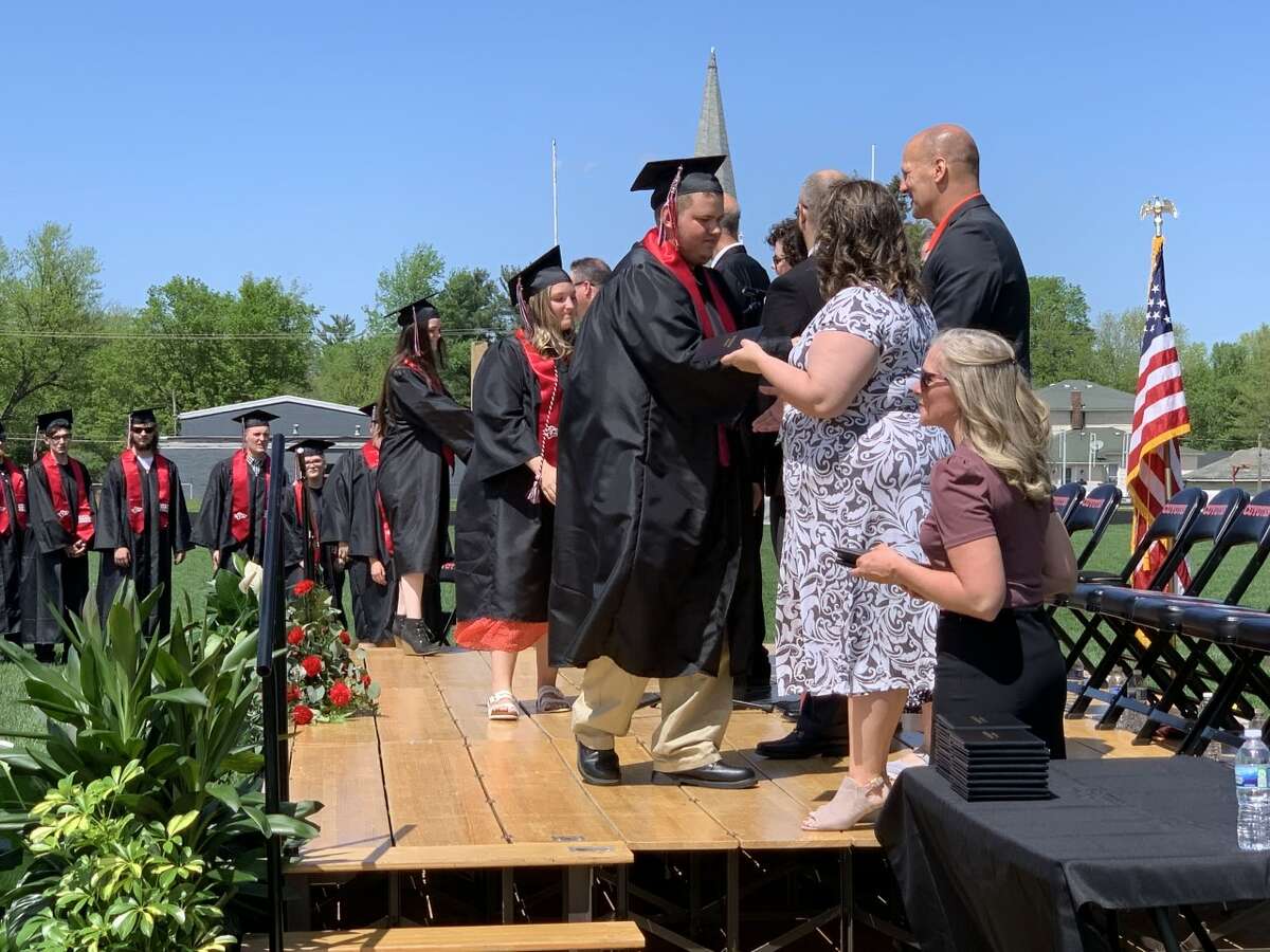 The Reed City High School 139th commencement ceremony was held on the RCHS football field Sunday, May 15, with 95 graduating seniors walking across the stage. RCHS Distinguished Alumnus Award winner, James G. George, class of 1963 was the keynote speaker.