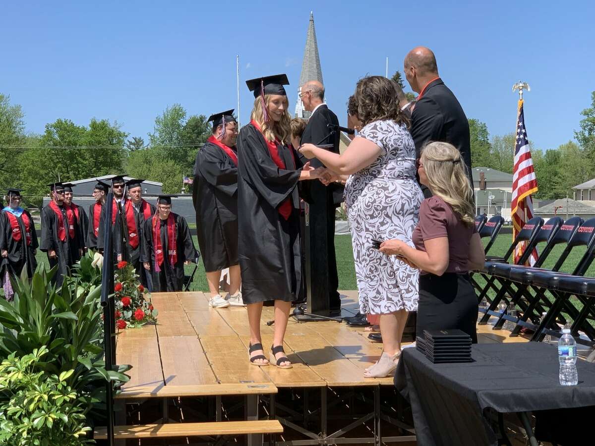 The Reed City High School 139th commencement ceremony was held on the RCHS football field Sunday, May 15, with 95 graduating seniors walking across the stage. RCHS Distinguished Alumnus Award winner, James G. George, class of 1963 was the keynote speaker.
