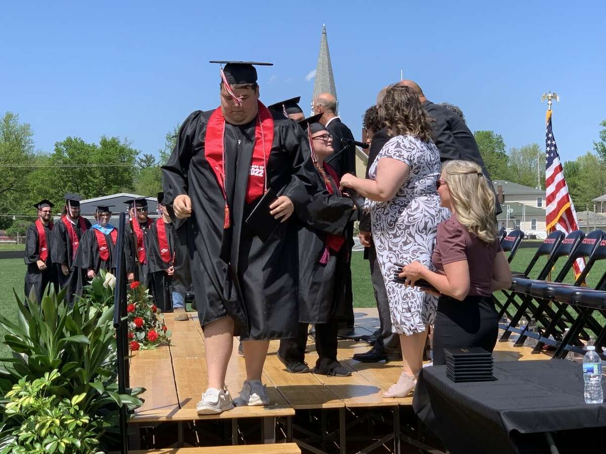 The Reed City High School 139th commencement ceremony was held on the RCHS football field Sunday, May 15, with 95 graduating seniors walking across the stage. RCHS Distinguished Alumnus Award winner, James G. George, class of 1963 was the keynote speaker.