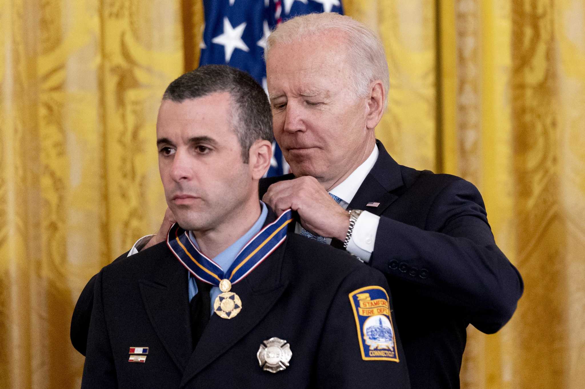 Biden awards three Stamford firefighters with Medal of Valor for 'extraordinary' water rescue - Vimarsana News