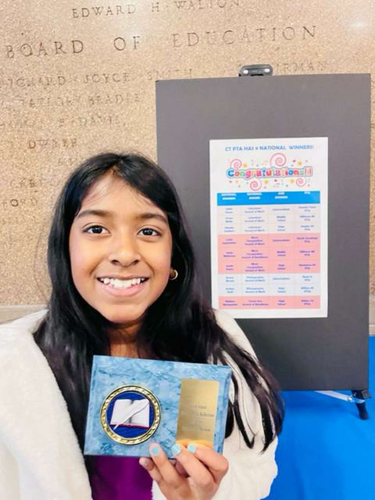 Selah Simon, a Daniels Farm Elementary School fourth grader, recognized by the National PTA's Reflections contest, which honors creative expression by elementary, middle and high school students.