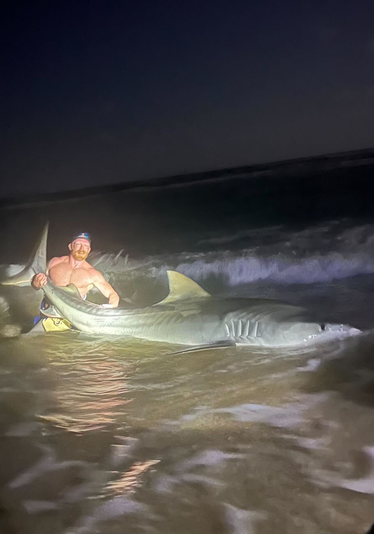 12-foot tiger shark caught by Topsail Beach surf angler
