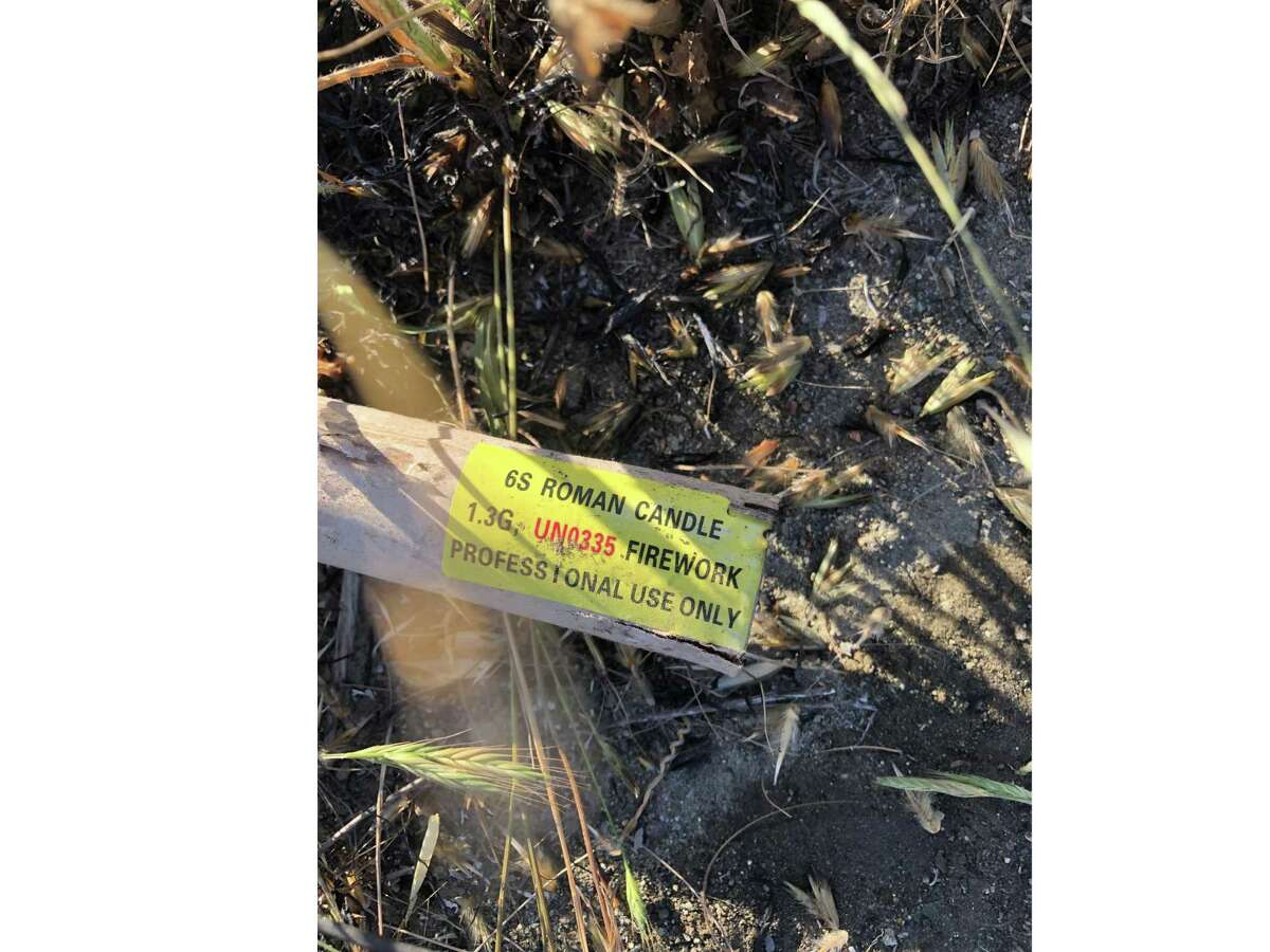 A photo of a spent firework that Cal Fire officials said started a grass fire in San Mateo County.